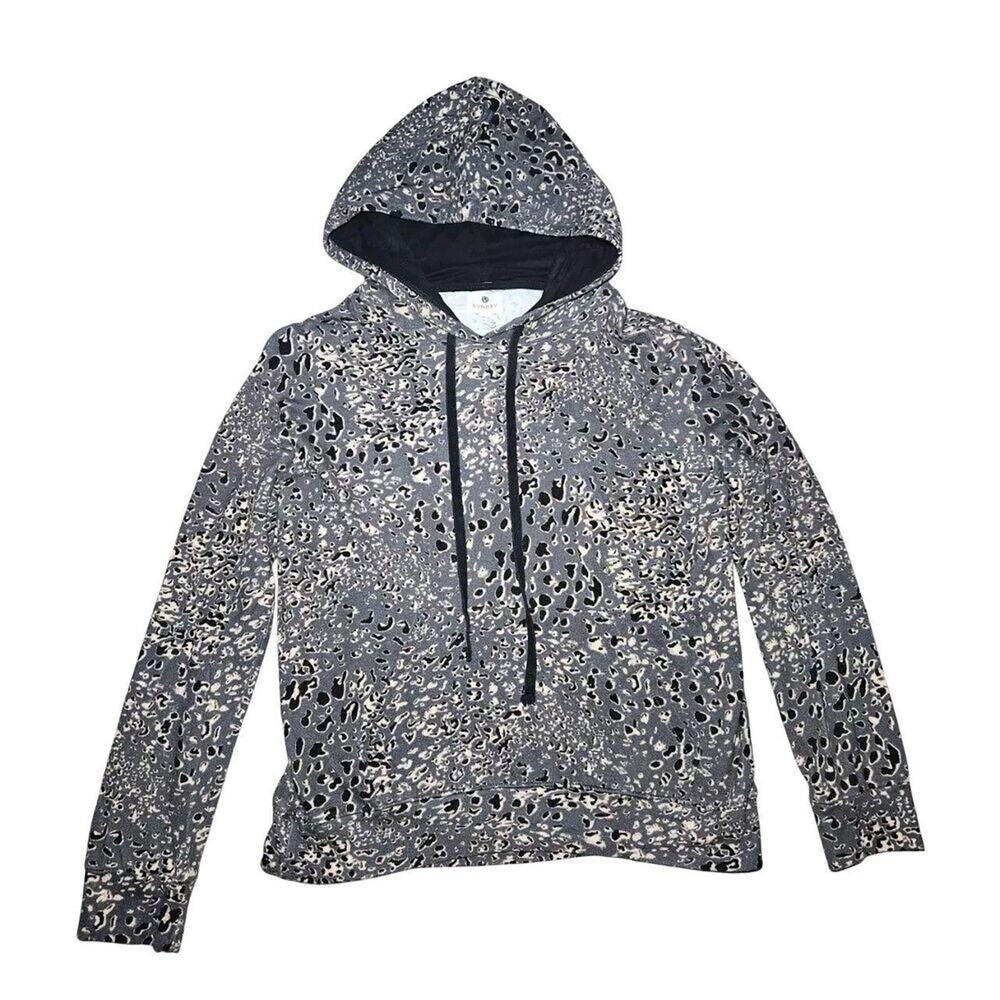 Sundry Womens M Animal Print Pullover Hoodie Gray Leopard Streetwear City Chic